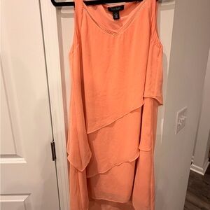 White House Black Market Peach High-Low Tiered Sleeveless Dress